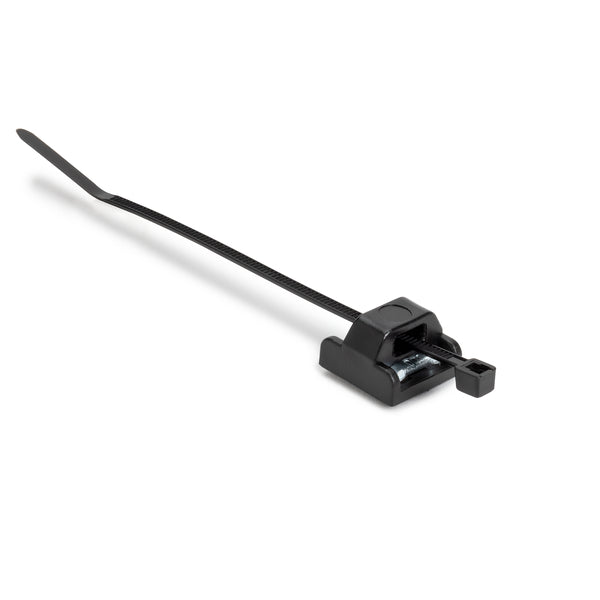 Magnetic Cable Tie Mount, Mini, 0.6 x 0.6", Neodymium Magnet/POM/ST, 5lb Pull Force, Black, 10/bg