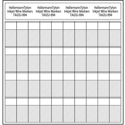 HellermannTyton TAG5J-994 Ink Jet Label, Self-Laminating, .80" x .50" x 1.63", 40 Per Sheet, PET, White, 1000/pkg