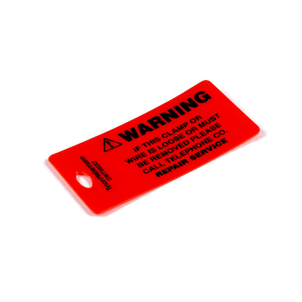 HellermannTyton GWT003X2 Ground Wire Tag, Telephone Warning, Polyethylene, Orange, 25/pkg