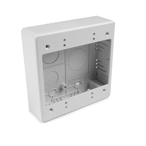 HellermannTyton TSRPW-JBD Dual Gang Junction Box, 1-1/2" Deep, PVC, White, 1/bag