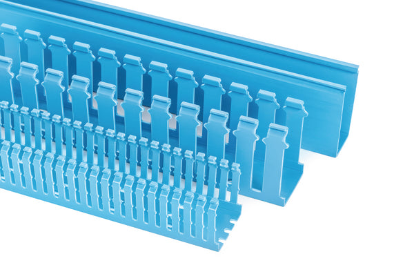 HellermannTyton 184-22044 High-Density Slotted-Wall Wiring Duct, 3" x 2", Non-Adhesive, PVC, Blue, 120 ft/carton
