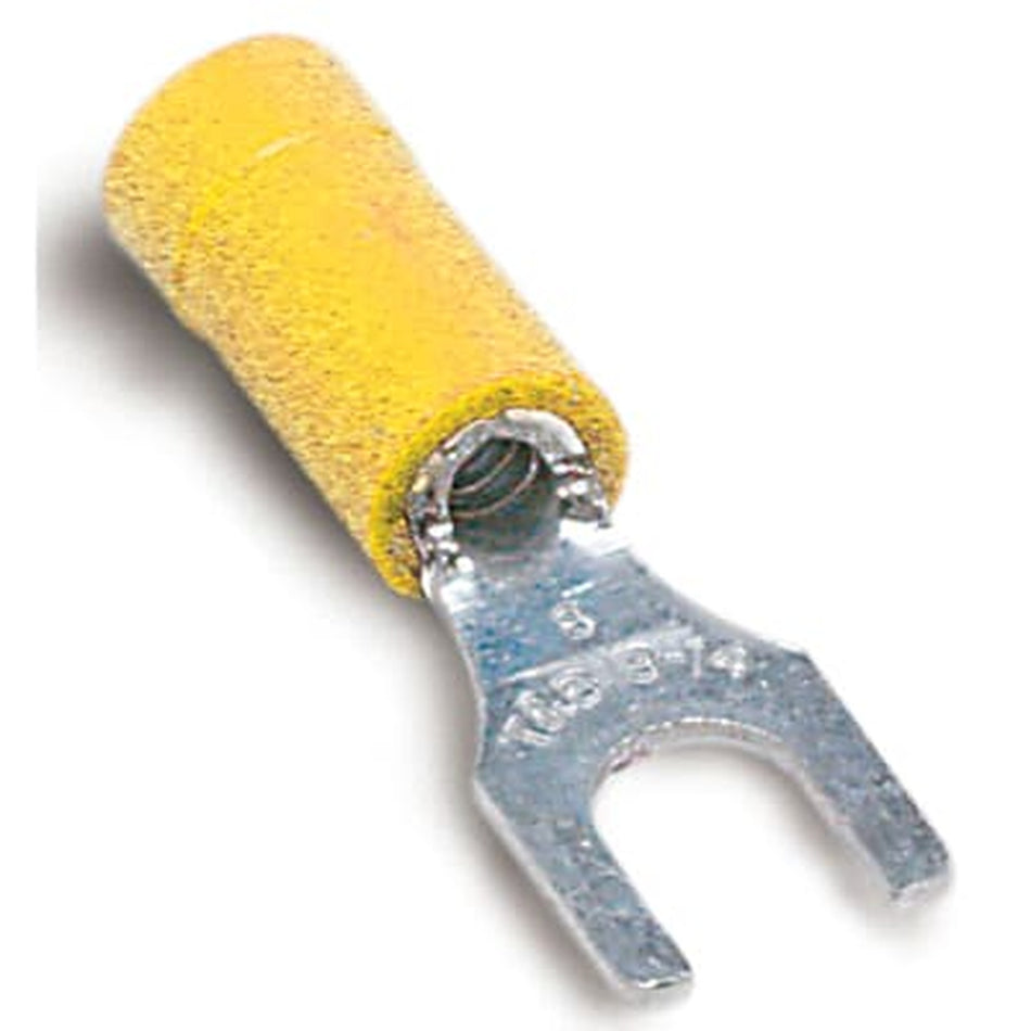 Sta-Kon Vinyl Insulated Fork Terminal, 12-10 AWG, #10 Stud, Yellow, 250 Pack