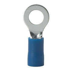 6 AWG Blue Vinyl Insulated Butted Seam #8-10 Ring Terminals, 100/bag