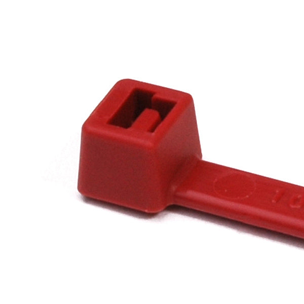 HellermannTyton T50R2UVM4 UV Resistant Cable Tie, 8" Long, UL Rated, 50lb Tensile Strength, PA66UV, Red, 1000/pkg