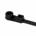 HellermannTyton T18MR0C2 Screw-Mount Cable Tie, 4.3" Long, #4 Screw, .79" Max Bundle Dia, 18lb, PA66, Black, 100/pkg