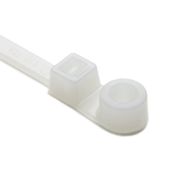 HellermannTyton T50MI9M4 Screw-Mount Cable Tie, 12.4" Long, #10 Screw, 3.4" Max Bundle Dia, 50lb, PA66, Natural, 1000/pkg