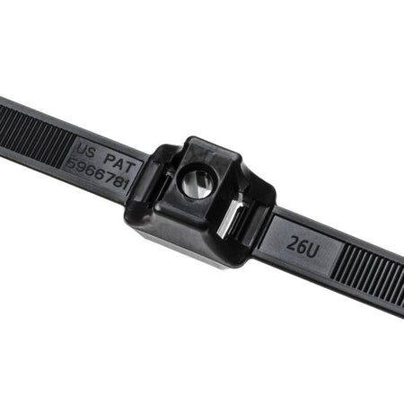 HellermannTyton DCT90HIRK2 Dual Clamp Tie, 13" Long, .25" Stud Dia, 1.30" Max Bundle Dia, 150lb, PA66HIRHSUV, Black 50/pkg
