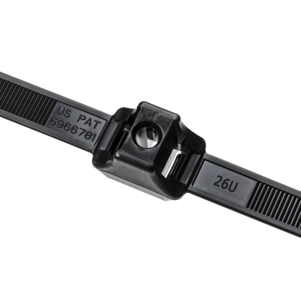HellermannTyton DCT90HIRK2 Dual Clamp Tie, 13" Long, .25" Stud Dia, 1.30" Max Bundle Dia, 150lb, PA66HIRHSUV, Black 50/pkg