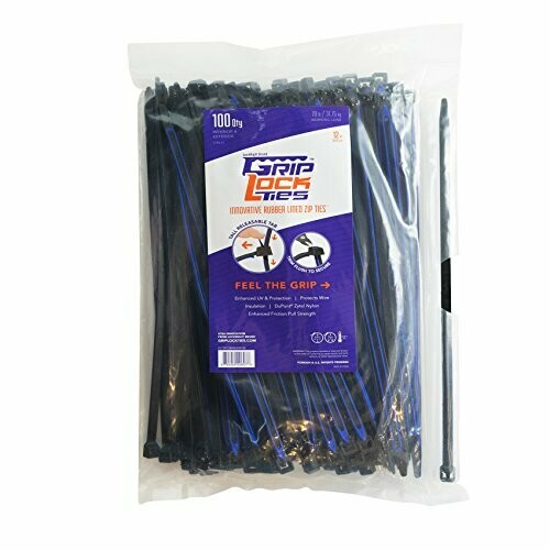 12" 70lb UV Black and Blue GripLockTies 48/bag