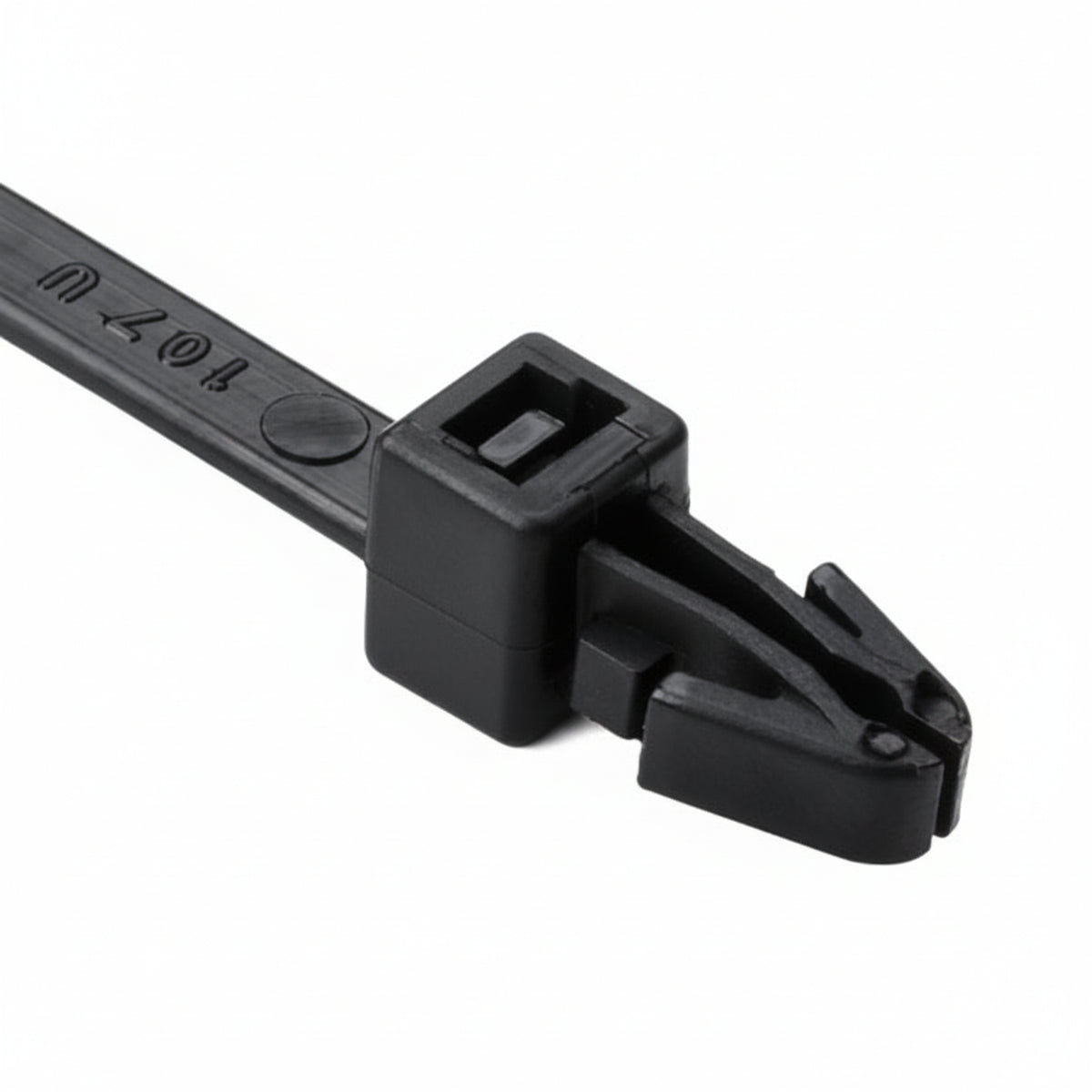HellermannTyton 126-00045 Arrowhead Push-Mount Cable Tie, 6"L, 50lb, 0.04"–0.14" Panel Thickness, PA66HS, Black, 100/pkg