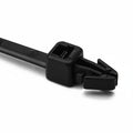 HellermannTyton T30RSF0M4 Arrowhead Push-Mount Cable Tie, 6.3"L, 30lb, 0.04"–0.09" Panel Thickness, PA66HS, Black, 1000/pkg