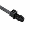 HellermannTyton T50RSF0M4 Arrowhead Push-Mount Cable Tie, 8.3"L, 50lb, 0.04"–0.14" Panel Thickness, PA66HS, Black, 1000/pkg