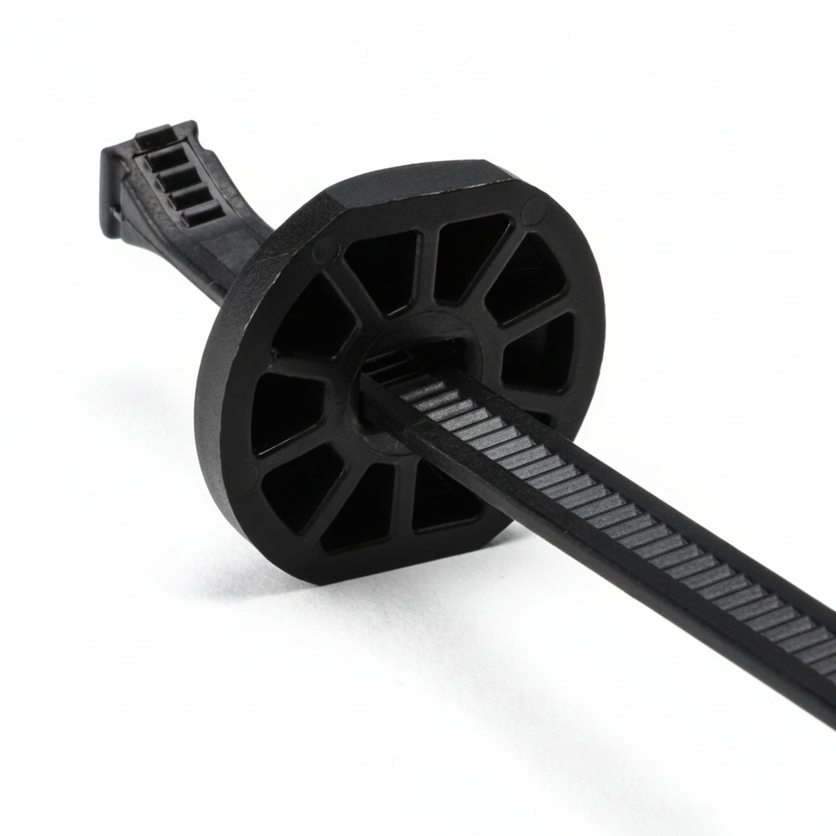 HellermannTyton 132-00010 Button Head Cable Tie, 9.6" Long, 2.6" Max Bundle Diameter, 105lb, PA66HSUV, Black, 50/pkg