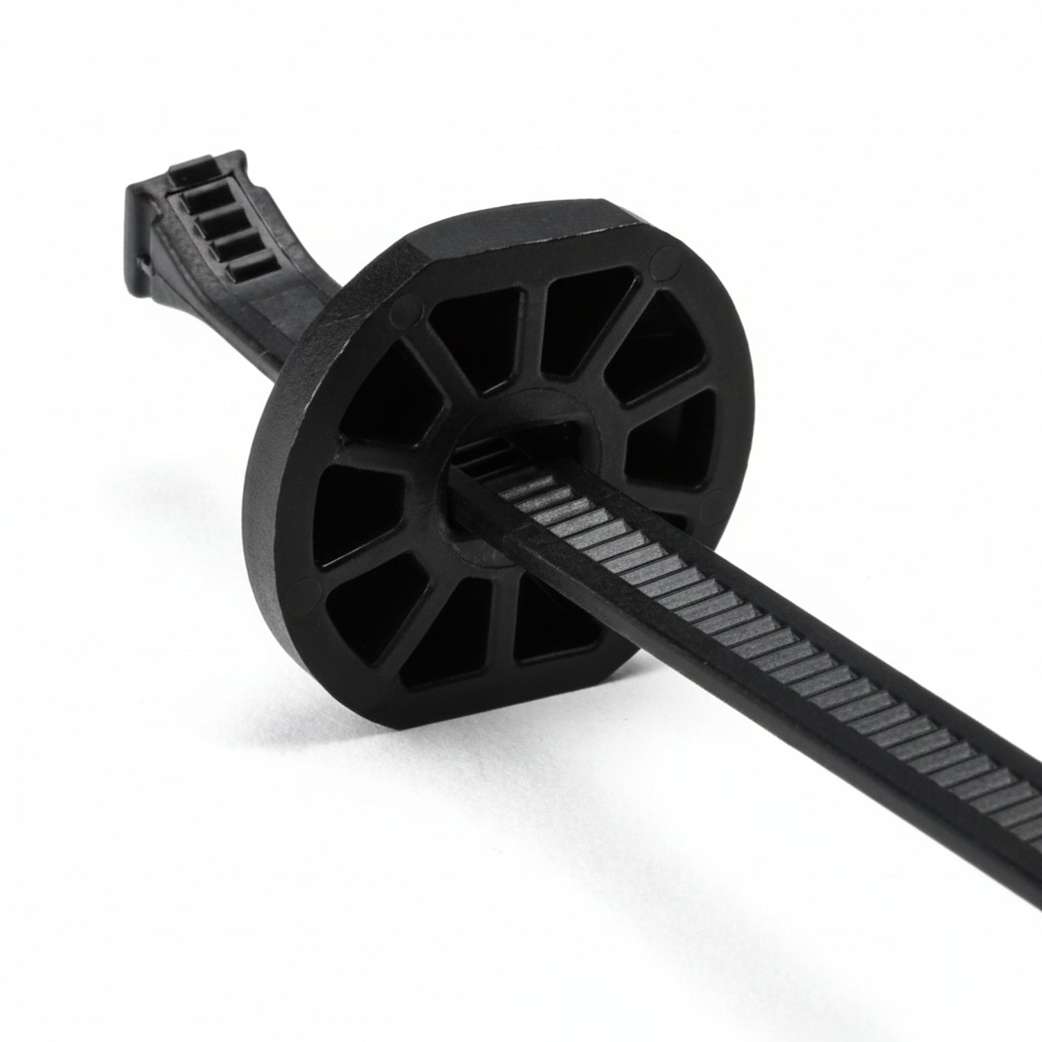 HellermannTyton 132-00010 Button Head Cable Tie, 9.6" Long, 2.6" Max Bundle Diameter, 105lb, PA66HSUV, Black, 50/pkg