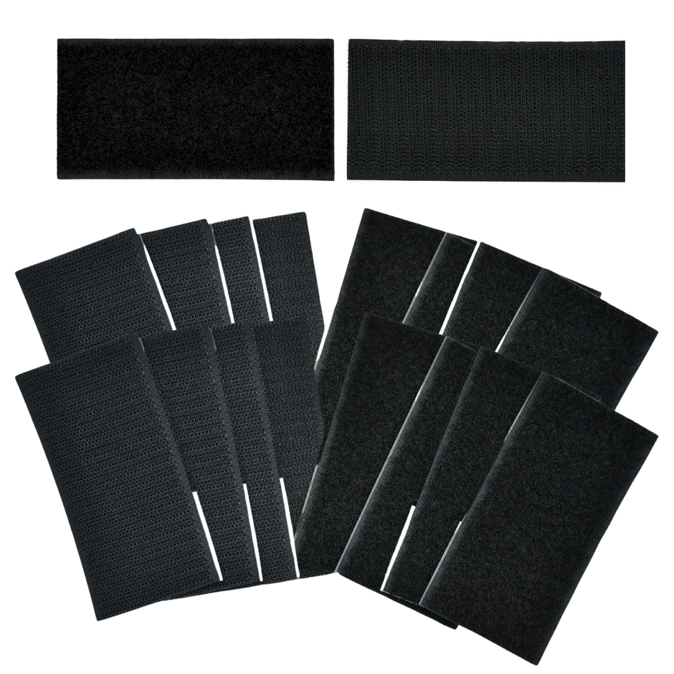 Grizzly Supply 4"x2" Black Adhesive Hook and Loop Strip 4/pk