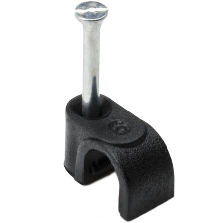 HellermannTyton NC60 Nail Clip, 0.24" Cable Diameter, PP;ST, Black, 100/pkg