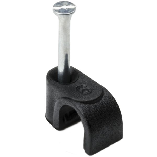 HellermannTyton NC60 Nail Clip, 0.24" Cable Diameter, PP;ST, Black, 100/pkg