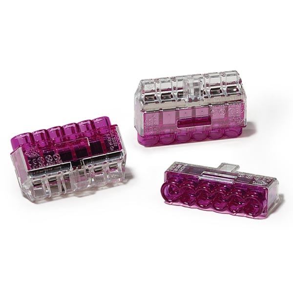 HellermannTyton 148-90040 HelaCon Plus Mini, Push-In Style Wire Connector, Double Spring, 6-Port, (PC), Violet, 50/pkg