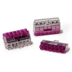 HellermannTyton 148-90040 HelaCon Plus Mini, Push-In Style Wire Connector, Double Spring, 6-Port, (PC), Violet, 50/pkg