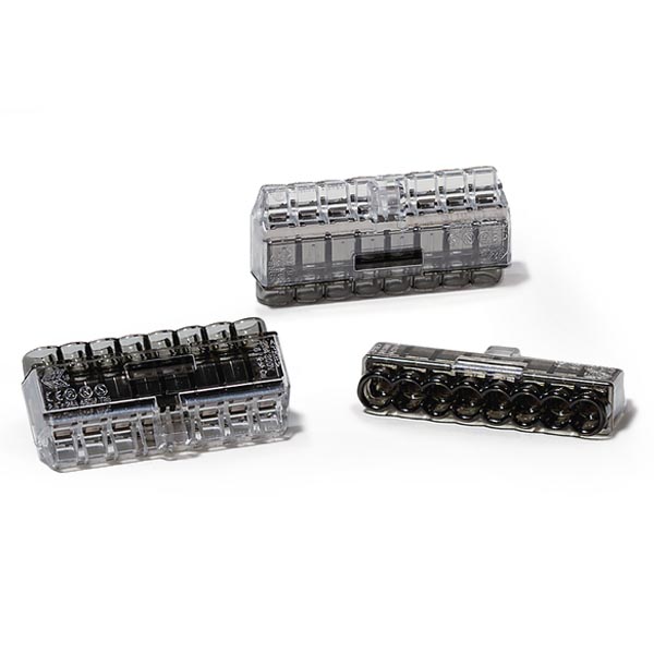 HellermannTyton 148-90041 HelaCon Plus Mini, Push-In Style Wire Connector, Double Spring, 8-Port, (PC), Black, 50/pkg