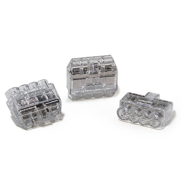 HellermannTyton 148-90050 HelaCon Plus Mini, Push-In Style Wire Connector, Double Spring, 4-Port, (PC), Clear, 300/pkg