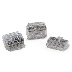 HellermannTyton 148-90050 HelaCon Plus Mini, Push-In Style Wire Connector, Double Spring, 4-Port, (PC), Clear, 300/pkg