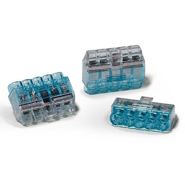 HellermannTyton 148-90051 HelaCon Plus Mini, Push-In Style Wire Connector, Double Spring, 5-Port, (PC), Blue, 300/pkg