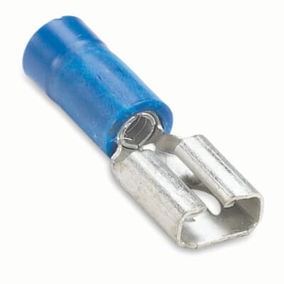 Sta-Kon Vinyl Insulated Disconnect Terminal, 16-14 AWG, 0.187 in Tab, Blue, 100 Pack