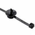 HellermannTyton 150-55850 2-Piece Cable Tie/Fir Tree Mount, 6.0"L, .17"–.20" Mounting Hole Diameter, PA66HS, Black, 500/pkg