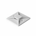 HellermannTyton MB3A10A2C2 Adhesive Cable Tie Mount, .75" x .75", .14" Max Tie Width, .12" Hole Dia, PA66/Acrylate, White, 100/pkg