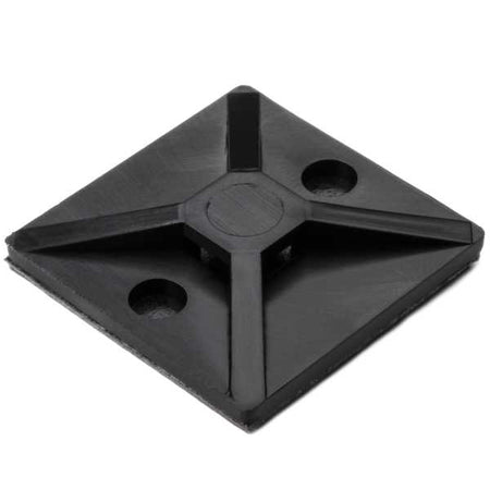 HellermannTyton 151-00646 Adhesive Cable Tie Mount, 1.12" x 1.12", .18" Max Tie Width, .18" Hole Dia, PA66UV, Black, 500/pkg