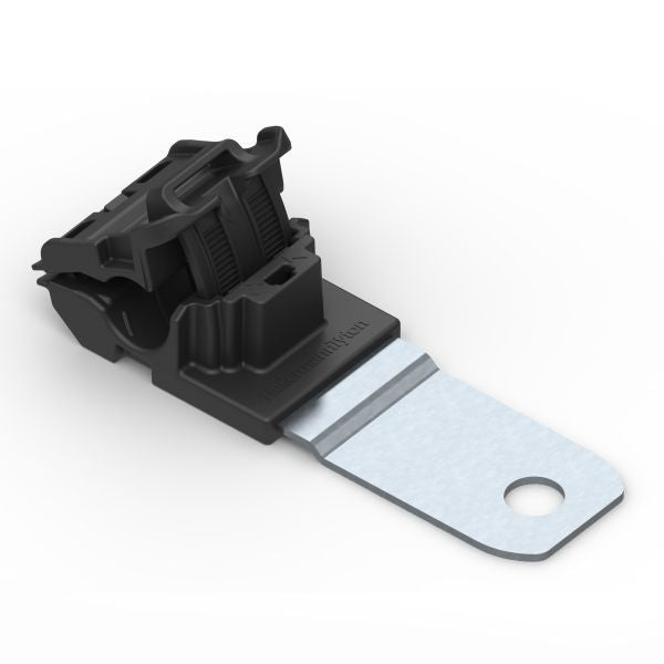 HellermannTyton 151-01420 Ratchet P-Clamp, .24"–.54" Bundle Dia, 180° Medium, .41" Hole Dia, PA66HIRHSUV/ST/ZN, Black, 200/ctn
