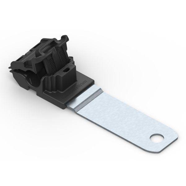 HellermannTyton 151-01422 Ratchet P-Clamp, .24"–.54" Bundle Dia, 180° Long, .33" Hole Dia, PA66HIRHSUV/ST/ZN, Black, 200/ctn