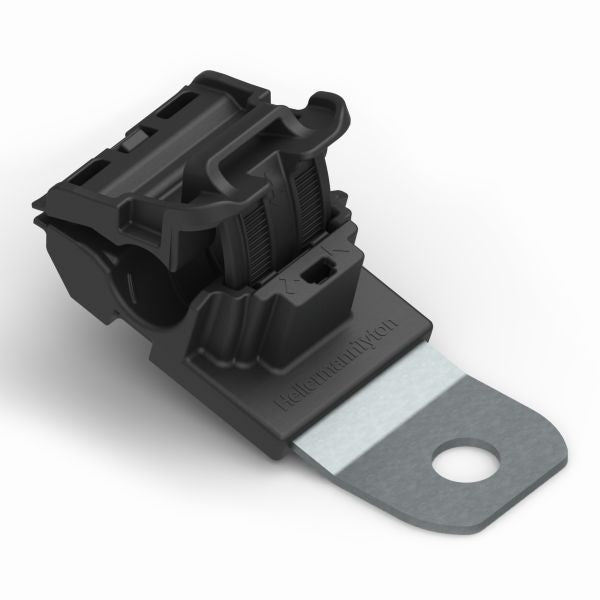 HellermannTyton 151-01426 Ratchet P-Clamp, .24"–.54" Bundle Dia, 15° Short, .41" Hole Dia, PA66HIRHSUV/ST/ZN, Black, 300/ctn