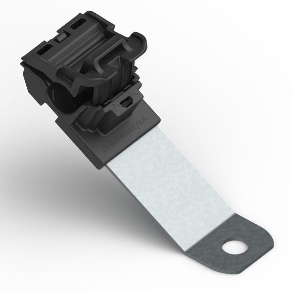 HellermannTyton 151-01432 Ratchet P-Clamp, .24"–.54" Bundle Dia, 30° Long, .41" Hole Dia, PA66HIRHSUV/ST/ZN, Black, 200/ctn