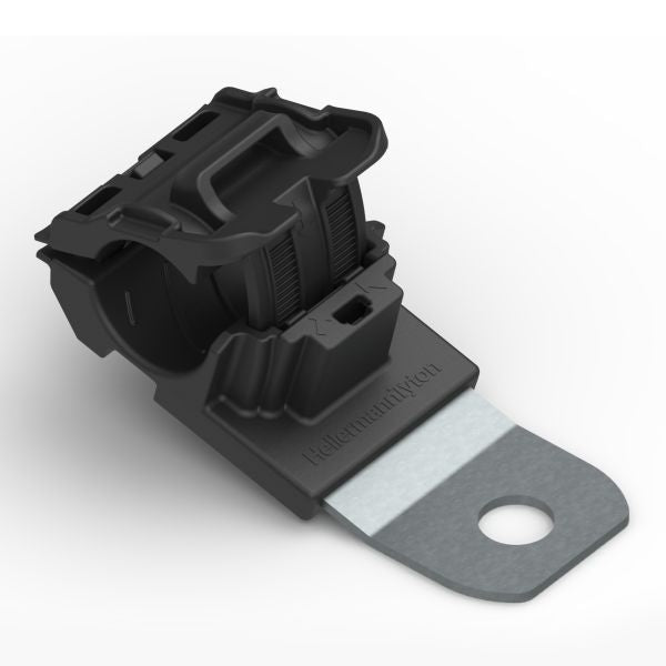 HellermannTyton 151-01450 Ratchet P-Clamp, .52"–.77" Bundle Dia, 15° Short, .51" Hole Dia, PA66HIRHSUV/ST/ZN, Black, 280/ctn