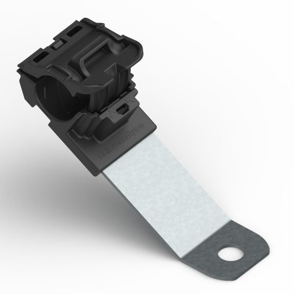 HellermannTyton 151-01454 Ratchet P-Clamp, .52"–.77" Bundle Dia, 30° Long, .33" Hole Dia, PA66HIRHSUV/ST/ZN, Black, 200/ctn