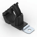HellermannTyton 151-01474 Ratchet P-Clamp, .76"–1.42" Bundle Dia, 180° Short, .33" Hole Dia, PA66HIRHSUV/ST/ZN, Black, 160/ctn