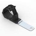 HellermannTyton 151-01507 Ratchet P-Clamp, 1.38"–2.01" Bundle Dia, 180° Long, .41" Hole Dia, PA66HIRHSUV/ST/ZN, Black, 140/ctn