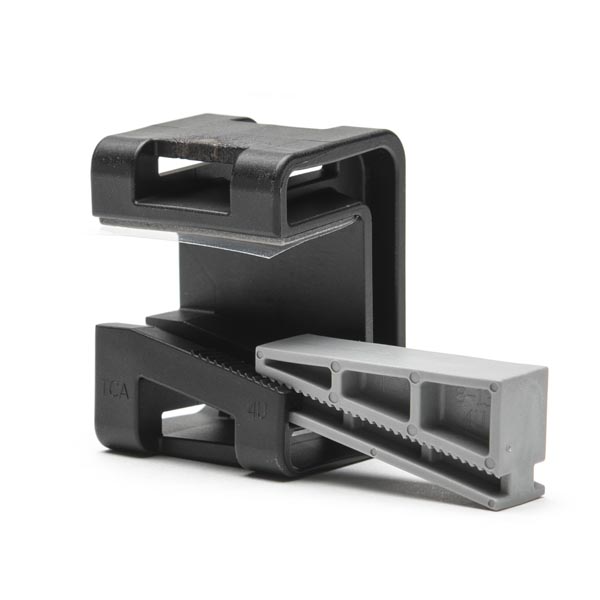 HellermannTyton 151-01567 Wedge Clip, 0.31"–0.51" Panel Thickness, PA66HSGF30, Black/Gray, 200/bag