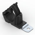 HellermannTyton 151-01653 Ratchet P-Clamp, .76"–1.42" Bundle Dia, 180° Short, .26" Hole Dia, PA66HIRHSUV/ST/ZN, Black, 160/ctn