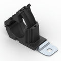 HellermannTyton 151-01977 Ratchet P-Clamp, .76"–1.42" Bundle Dia, 180° Short, .41" Hole Dia, PA66HIRHSUV/SS304, Black, 160/ctn