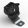 HellermannTyton 151-01995 Ratchet P-Clamp, .76"–1.42" Bundle Dia, 30° Long, .26" Hole Dia, PA66HIRHSUV/SS304, Black, 140/ctn