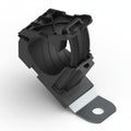 HellermannTyton 151-01997 Ratchet P-Clamp, .76"–1.42" Bundle Dia, 30° Long, .41" Hole Dia, PA66HIRHSUV/SS304, Black, 140/ctn