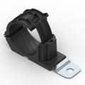 HellermannTyton 151-02017 Ratchet P-Clamp, 1.38"–2.01" Bundle Dia, 180° Long, .33" Hole Dia, PA66HIRHSUV/SS304, Black, 140/ctn