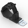 HellermannTyton 151-02018 Ratchet P-Clamp, 1.38"–2.01" Bundle Dia, 180° Long, .41" Hole Dia, PA66HIRHSUV/SS304, Black, 140/ctn