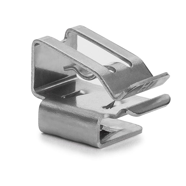 HellermannTyton 151-02189 Low Profile 90° Metal Edge Clip, 1.5–2.0mm Panel Thickness, 6–6.2mm Cable Range, SS304, 100/bag