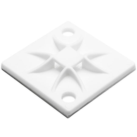 HellermannTyton 151-10905 Q Tie Mount with Adhesive, 1.2"x1.2"x0.21", 4-way, for Q18-Q50 Ties, PA66, White, 100/bag
