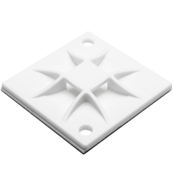 HellermannTyton 151-10906 Q Tie Mount with Adhesive, 1.6"x1.6"x0.26", 4-Way Entry, Q18 - Q120, White, 50/pkg