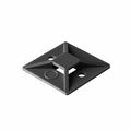 HellermannTyton MB4A0H4 Adhesive Cable Tie Mount, 1.12" x 1.12", .18" Max Tie Width, .18" Hole, PA66/Rubber, Black, 500/pkg